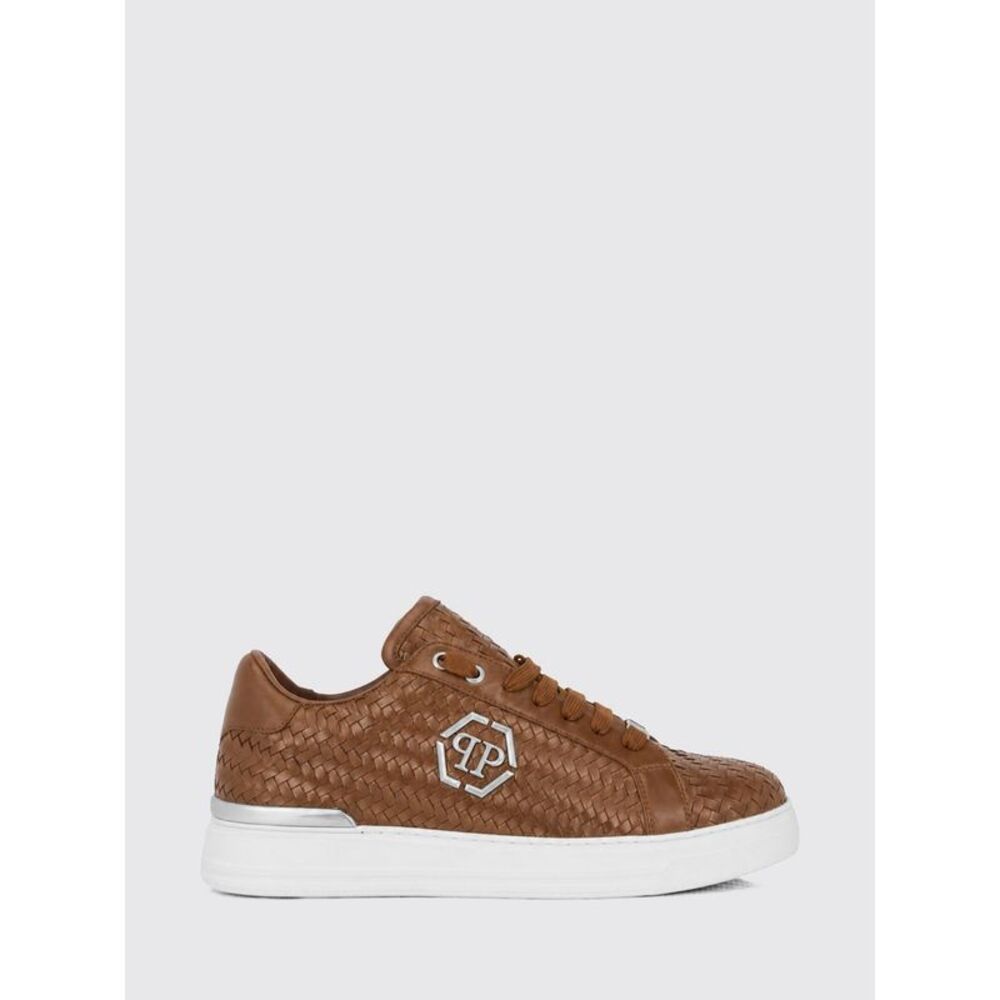 Philipp Plein Men Philipp Plein Woven Leather Low-Top Sneakers With Hexagon Logo
